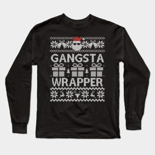 Ugly Christmas Sweater Gangsta Wrapper Santa Long Sleeve T-Shirt